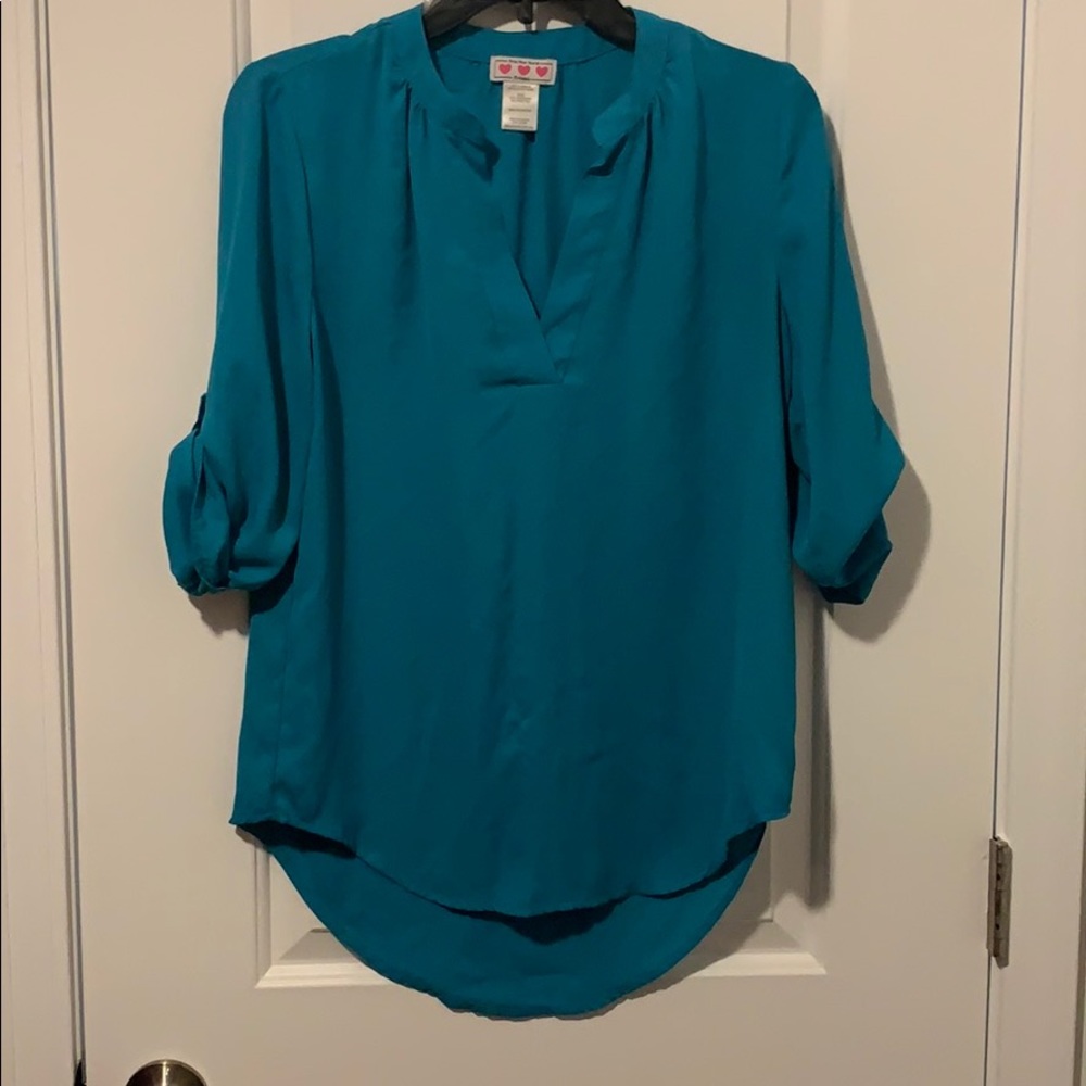 Teal 1/4 sleeve blouse